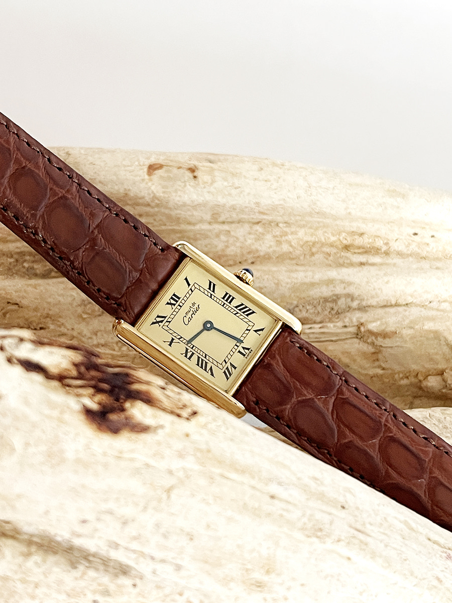 Cartier must tank ivory L dial Classic brown (QUARTZ)