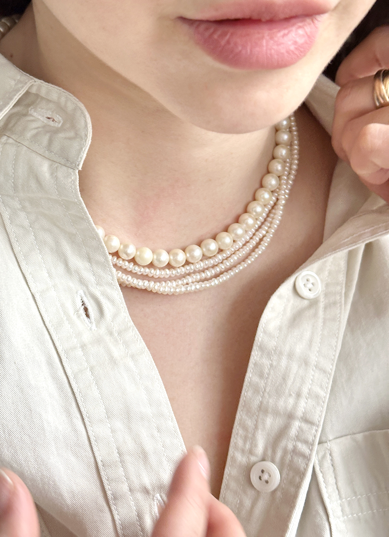 CLASSIC vintage IVORY pearl necklace ( 8mm담수진주) made in japan